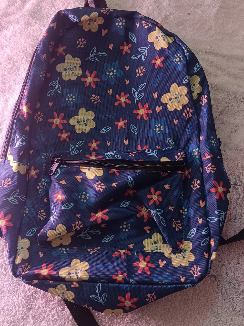 Floral Navy Backpack - Casual Women's Bag